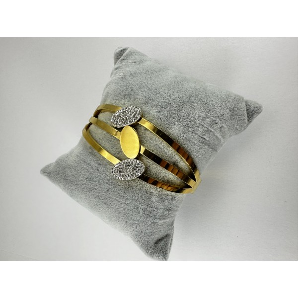 Gold Oval Taşlı Bileklik